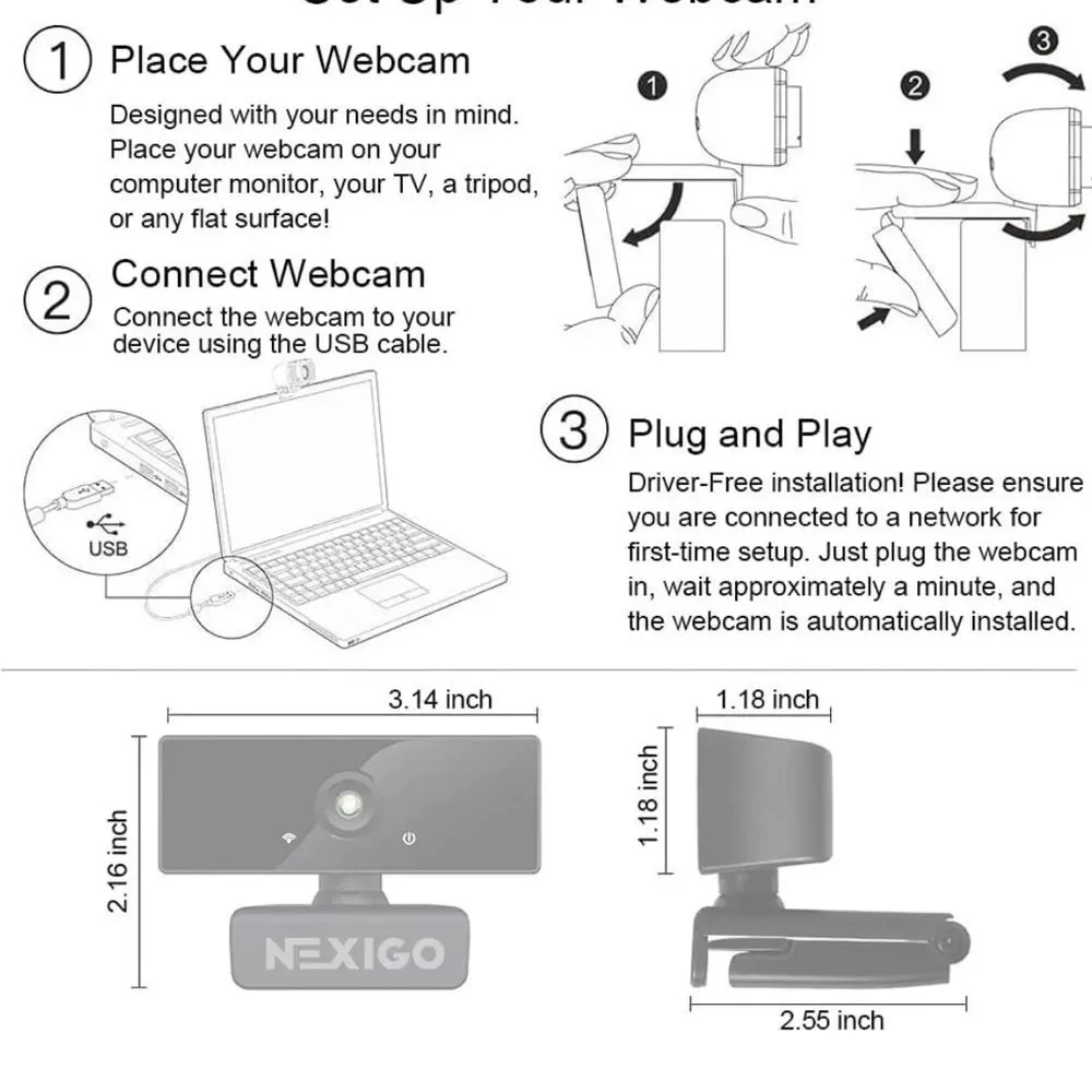 NexiGo N660 1080P Business Webcam • Dual‎ Microphone & Privacy Cover